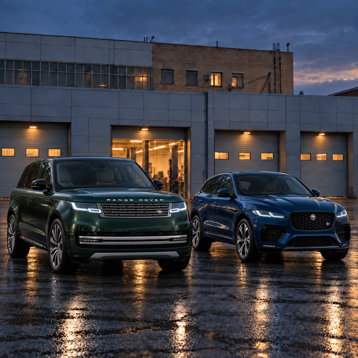 Jaguar и Range Rover у мастерской LR Best